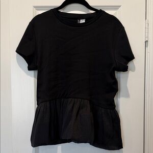 H&M Black Short Sleeve Peplum Top